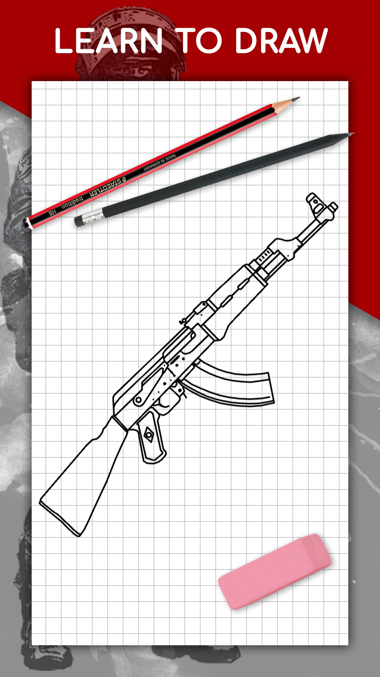 How to draw weapons by steps screenshot