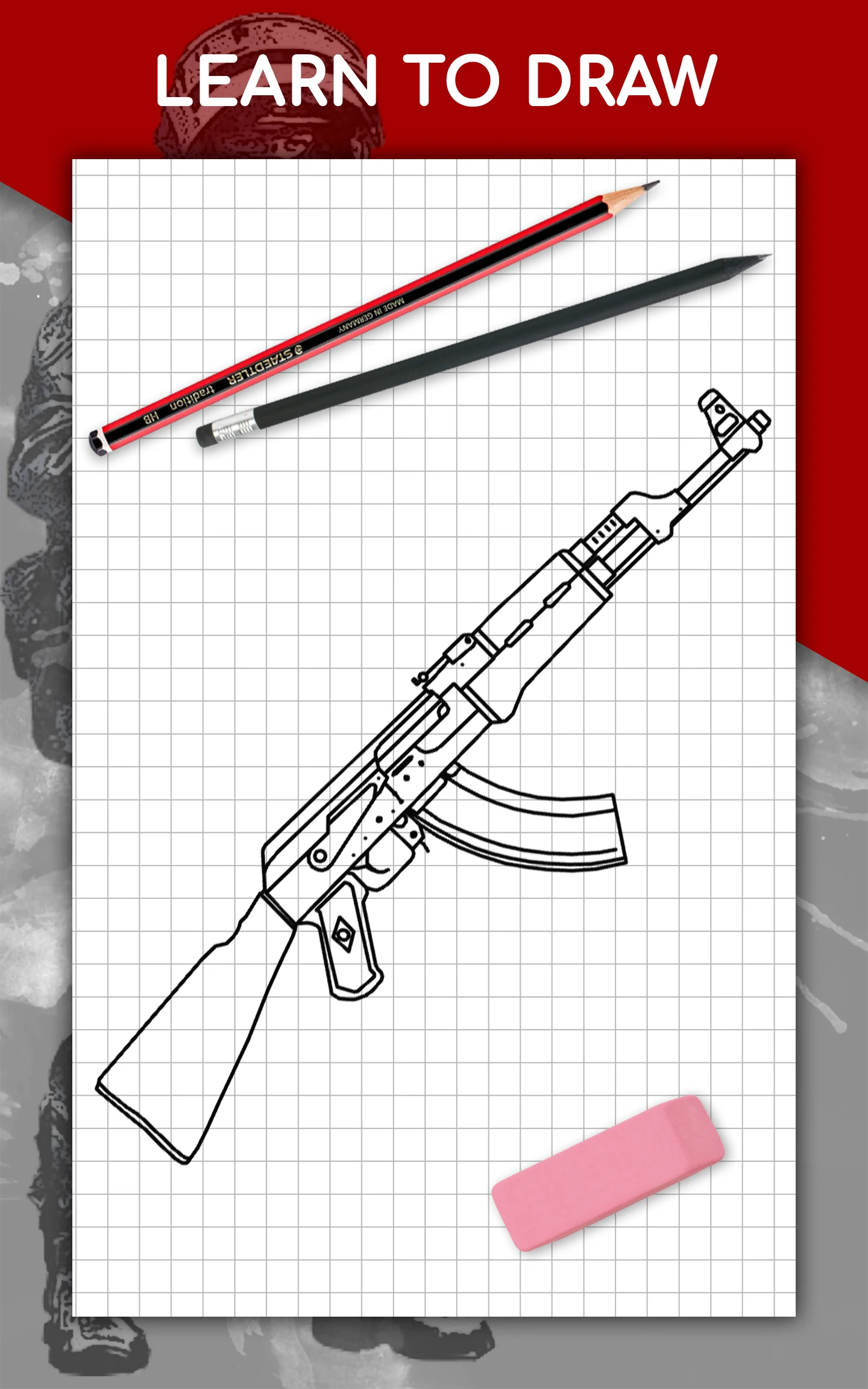 How to draw weapons by steps screenshot